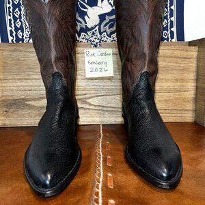 Justin's Black Sharkskin Cowboy Boots in men's size 11D